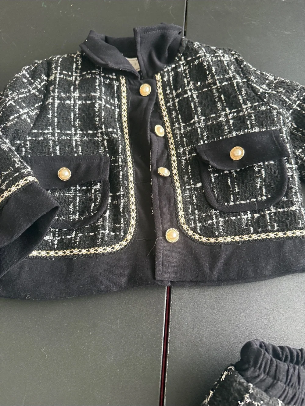 Black & White Tweed Jacket and Skirt Set